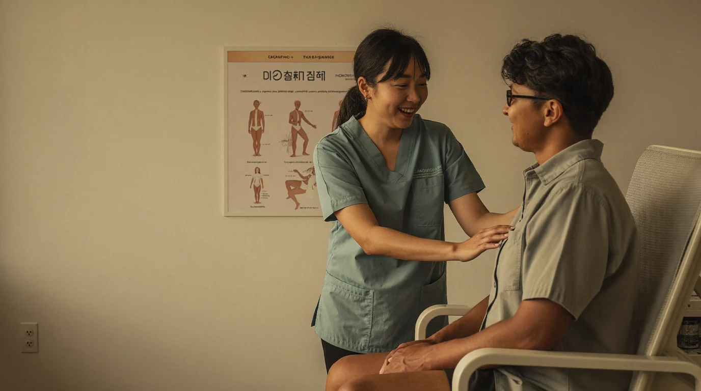 A calm pain-therapy treatment room at the Makati clinic