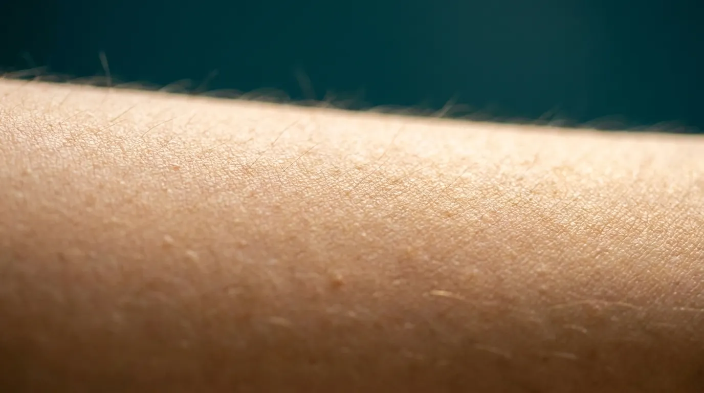 Healthy skin texture in soft morning light — abstract clinical macro photograph
